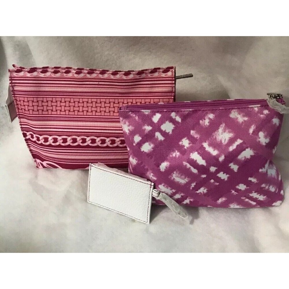 Clinique makeup bags cases 3 pcs spring Pink With White ID Wallet